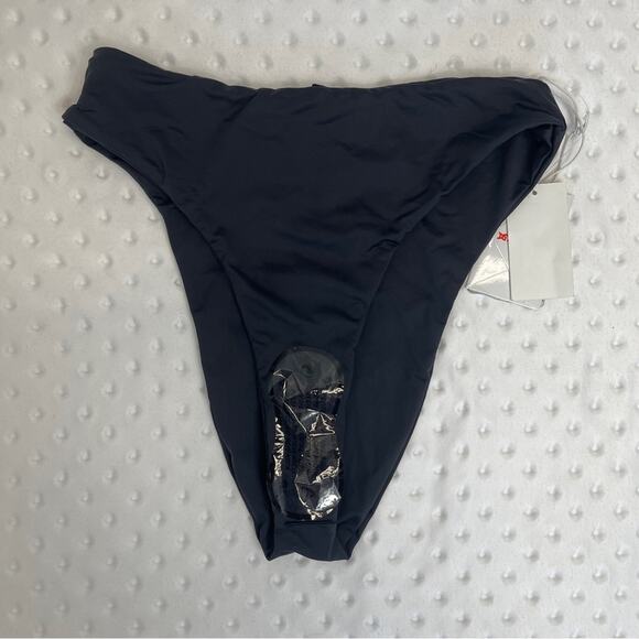 Good American Matte Bikini Bottom Good Waist Cheeky Swim Black - Picture 6 of 11